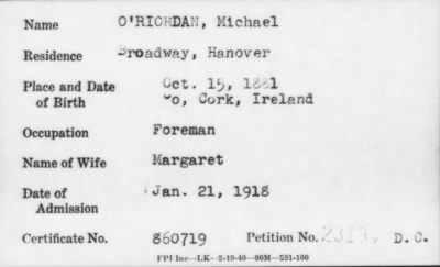 1918 > O' RIORDAN, Michael