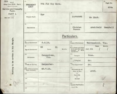 Thumbnail for Mclean > Mclean, Archibald Campbell (496a)