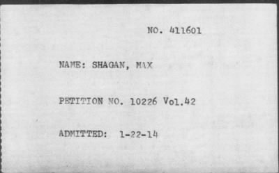 1914 > SHAGAN, MAX