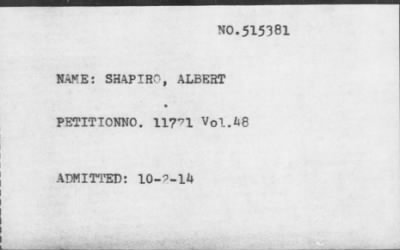 1914 > SHAPIRO, ALBERT
