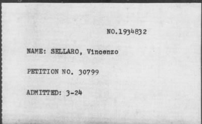 [Illegible] > SELLARO, Vincenzo