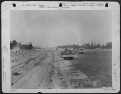 Thumbnail for Construction- Airfields > Immediately After The Invasion Of France In June 1944, Engineers Set To Work To Build An Emergency Landing Strip To Service Planes Participating In The Operation.