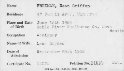1902 > FREEMAN, Dean Griffon