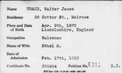 1903 > BRAND, Walter James