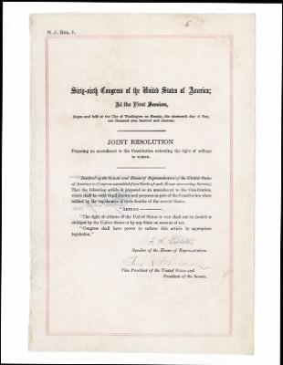 1787 - U.S. Constitution and Amendments > 1920 - Amendment 19: Women's Suffrage