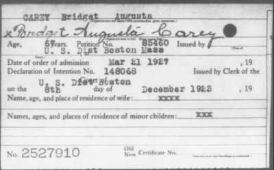 1927 > CAREY Bridget Augusta