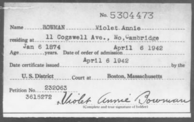 Thumbnail for 1942 > BOWMAN Violet Annie