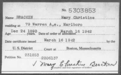 1942 > BRACKEN Mary Christine