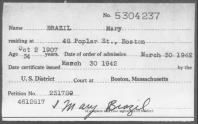 1942 > BRAZIL Mary