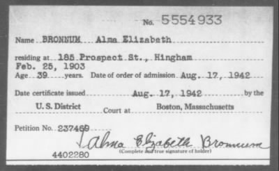 1942 > BRONNUM Alma Elizabeth