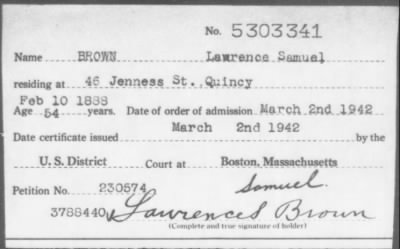 1942 > BROWN Lawrence Samuel