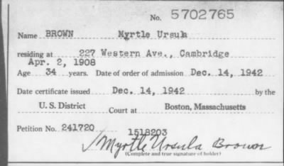 1942 > BROWN Myrtle Ursula