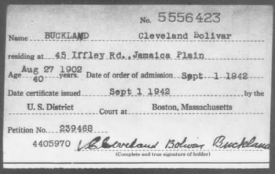 1942 > BUCKLAND Cleveland Bolivar