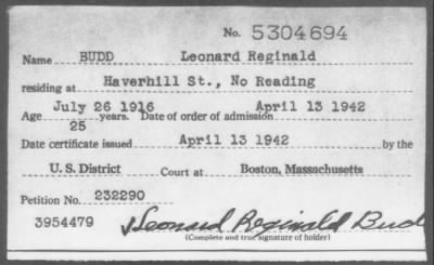1942 > BUDD Leonard Reginald
