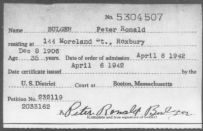 1942 > BULGER Peter Ronald