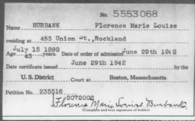 1942 > BURBANK Florence Marie Louise