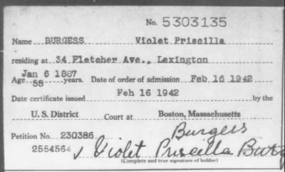 1942 > BURGESS Violet Priscilla