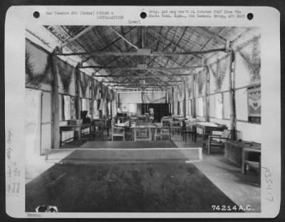 Thumbnail for Consolidated > Recreation Room For The Enlisted Men Of The 436Th Bomb Squadron, 7Th Bomb Group At Bishnupur, India.  August 1943.