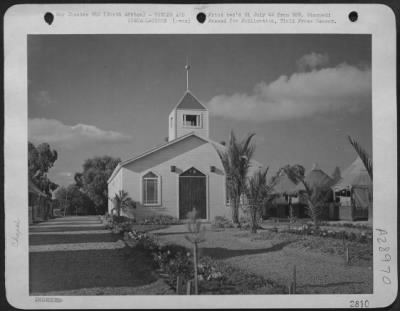 Thumbnail for Consolidated > "EVERYMAN'S CHAPEL," North Africa---Built at a direct depot of the Air Service Command, this chapel is an inspiration to the relgious life of soldiers overseas.