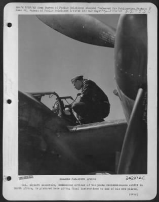 Consolidated > Lt. Col. Frank L. Dunn, Riverside, Calif. Both Col. Roosevelt and Lt. Col. Dunn have received the Distinguished Flying Cross for (distinguished achievement in photographic reconnaissance flying."