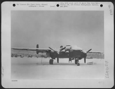 Thumbnail for Consolidated > A North American B-25 covered with snow after a snowstorm at Ladd Field, Alaska, 15 February 1944.