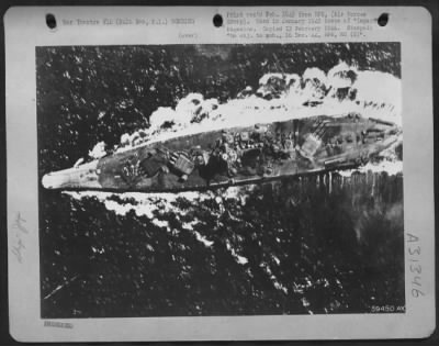 Thumbnail for Consolidated > Attack on an 18 to 20-ship Japanese navy task force in the Sulu Sea, October 27, 1944, by the "Fightin' 13th" AAF liberators was remarkable in several ways. Not the least was this photograph produced after the battle, which shows a Yamato class