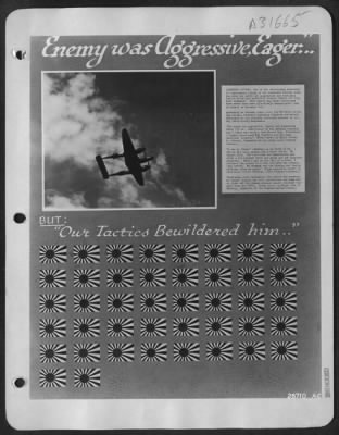 Consolidated > LIGHTNING ACTION: One of the outstanding features of bombardment attack in the Southwest Pacific Area has been the spirit of cooperation and excellent battle techniques perfected between bomber and fighter elements. That spirit and those techniques