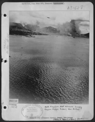 Consolidated > North American B-25 Mitchells Bombing Simpson Harbor, Rabaul, New Britain.