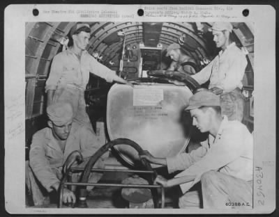 Consolidated > Bomb-bay tank installed in a Douglas C-47 used to hold DDT powder for spraying the Manila area, Philippine Islands.