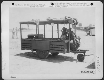 Consolidated > Easily moved to the waiting airplane, the sheet metal working trailer provided a convenient storage for sheet metal, and sheet working equipment in its most accessable form. Clark Field, August 1945. Luzon, Philippine Islands.