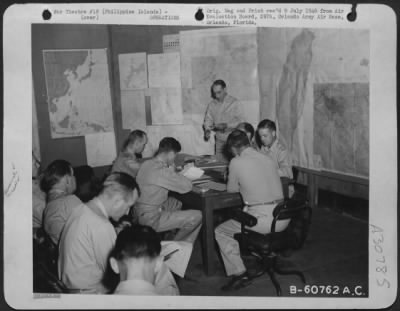 Consolidated > General Whitehead's staff meeting was held in the war room at Clark Field, 16 June 1945, with the 5th and 13th Air Forces participating. They discussed missions that took place to this date; also losses of Allied and enemy aircraft over the targets.