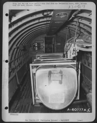 Consolidated > Interior View Of A Douglas C-47 Spray Plane.  Each Plane Carries Two Tanks With A Capacity Of 400 To 500 Lbs Of Ddt.  Three C-47S Of The 317Th Troop Carrier Group Were Used To Spray Luzon And Parts Of Leyte.  1 July 1945.