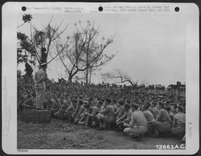 Thumbnail for Consolidated > Lord Louis Mountbatten Makes A Speech At An English Camp In Assam, India, During His Tour Of English And Indian Camps Between Debrugarh And Chabua.  5 April 1944.