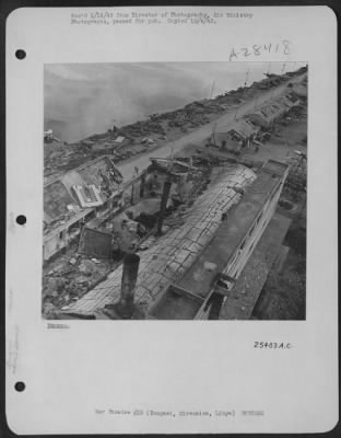 Thumbnail for Consolidated > Wrecked warehouse on the waterfront at Bengasi, Cirenaica, Libya. The port had been the target for heavy bombers of the Allied Air Forces for months. Thousands of tons of war material were destroyed on the quays.