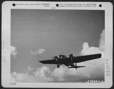 Thumbnail for Consolidated > An Amoit L43M Bomber, fighter reconnaissance plane, comes in for a landing at one of the North African flying fields. This was one of the types of planes in popular use by the French Air Force in North Africa. Headquarters 12th Fighter Command.