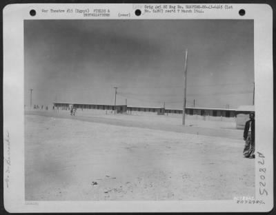 Consolidated > Brick constructed officers barracks nearing completion at John Payne Field near Cairo, Egypt. 16 September 1943.