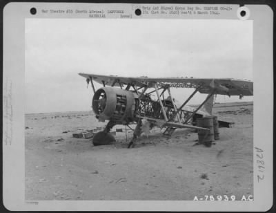 Consolidated > Wrecked Italian Plane At Tobruk, Libya, North Africa.  17 February 1943.  [Breda 65]