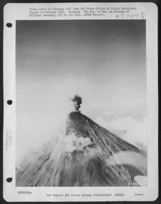 Consolidated > Mayon Volcano Erupts - This Series Of Photographs, Taken From A Douglas C-47 Skymaster Of The Army Air Forces' 15Th Weather Squadron In The Philippines, Graphically Depicts The Recent Eruption Of Mount Mayon On Luzon Island Of The Philippines.