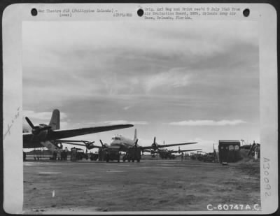 Consolidated > Transient Aircraft Lined Up At Nichols Field In The Philippine Islands, Prior To Air-Movement To Japan.  20 August 1945.