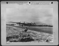 Liberator'S Arrival - A B-24 Of The Jungle Air Force Lands On Newly Repaired Puerto Princesa Airstrip.  The Appearance Of Heavies On Palawan Forshadowed Troublous Days For Japs In The Southern Regions Of Indo-China, Borneo And Malaya. - Page 1