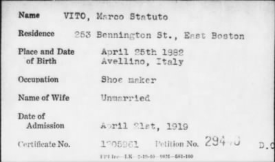 Thumbnail for 1919 > VITO, Marco Statuto