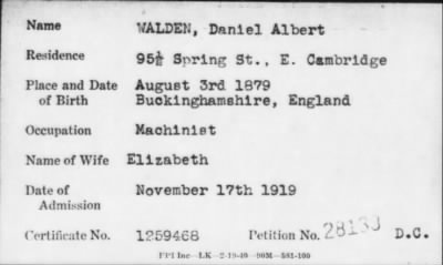 Thumbnail for 1919 > WALDEN, Daniel Albert