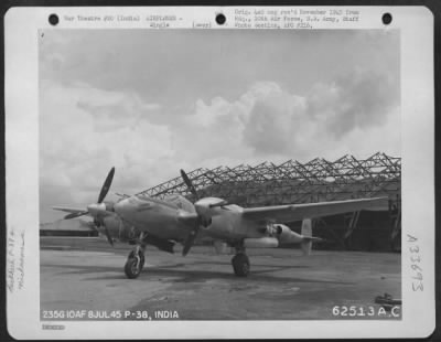 Thumbnail for Consolidated > Lockheed P-38 Lightning "Hammer's Destruction Company," at a 10th Air Force airbase in India, 8 July 1945.