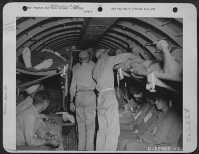 Consolidated > Interior of Douglas C-47 showing Biak wounded, litter and walking cases, to be evacuated to Lae and Nadzab New Guinea.