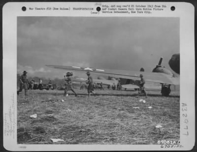 Thumbnail for Consolidated > Men unload supplies from Douglas C-47's at Nadzab Airstrip in New Guinea. 11 September 1943.