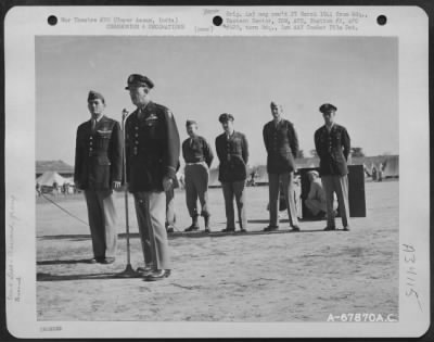 Consolidated > Brig. General Earl S. Hoag Addressing Men Of The India China Wing Of Air Transport Command At Upper Assam, India After Presentation Of The Presidential Citation On 17 February 1944.  At His Left Is General Claire L. Chennault.