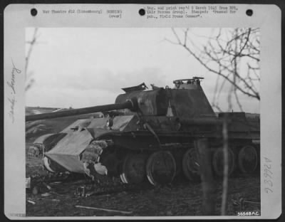 Consolidated > This German Tiger [Panzerkampfwagen V Panther Sd.Kfz. 171] Tank Was Knocked Out By Ninth Air Force Dive-Bombers On The Western Front As The Airmen Aided Armored And Infantry Forces In Driving The Germans Back To The Rhine.