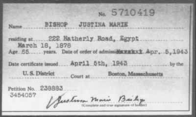 1943 > BISHOP JUSTINA MARIE