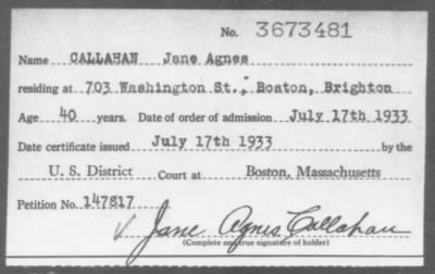 1933 > CALLAHAN Jane Agnes