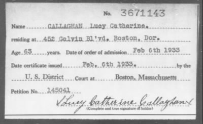 1933 > CALLAGHAN Lucy Catherine.
